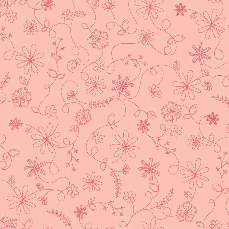 Quilting Fabric - Swirl Floral on Pink from Vintage Flora by Kimberbell for Maywood Studio MAS10334-P