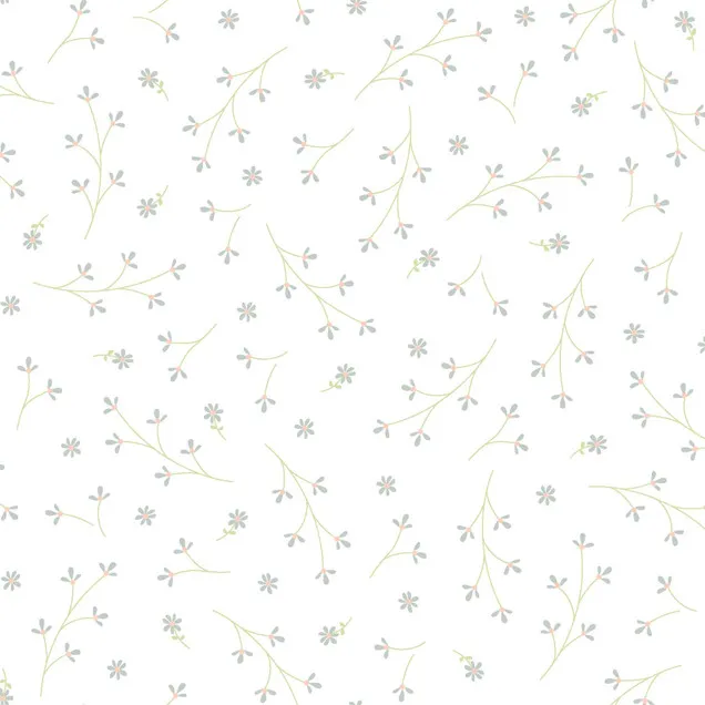 Quilting Fabric - Dainty Flower Sprig on White from Kimberbell Basics by Maywood Studio MAS8260-W2