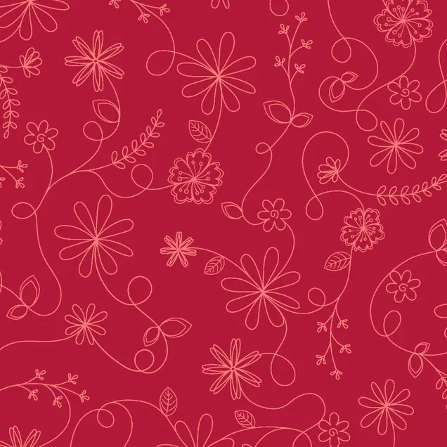 Quilting Fabric - Swirl Floral on Red from Kimberbell Basics for Maywood Studio MAS8261-R