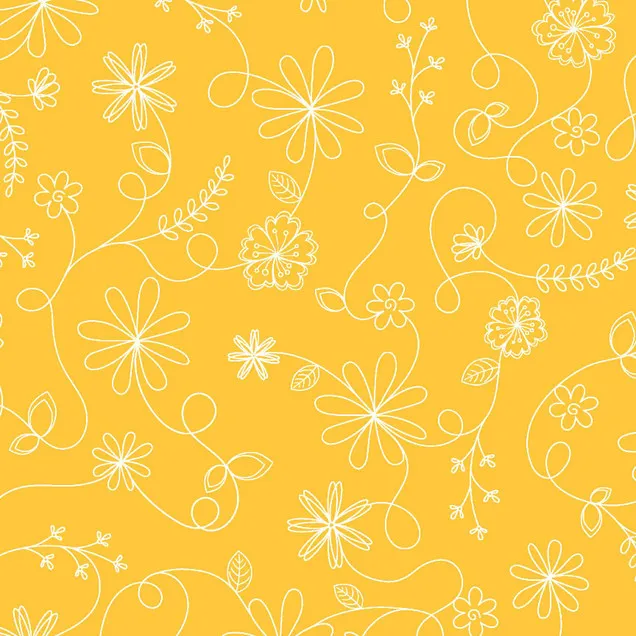 Quilting Fabric - Swirl Floral on Bright Yellow from Kimberbell Basics for Maywood Studio MAS8261-S