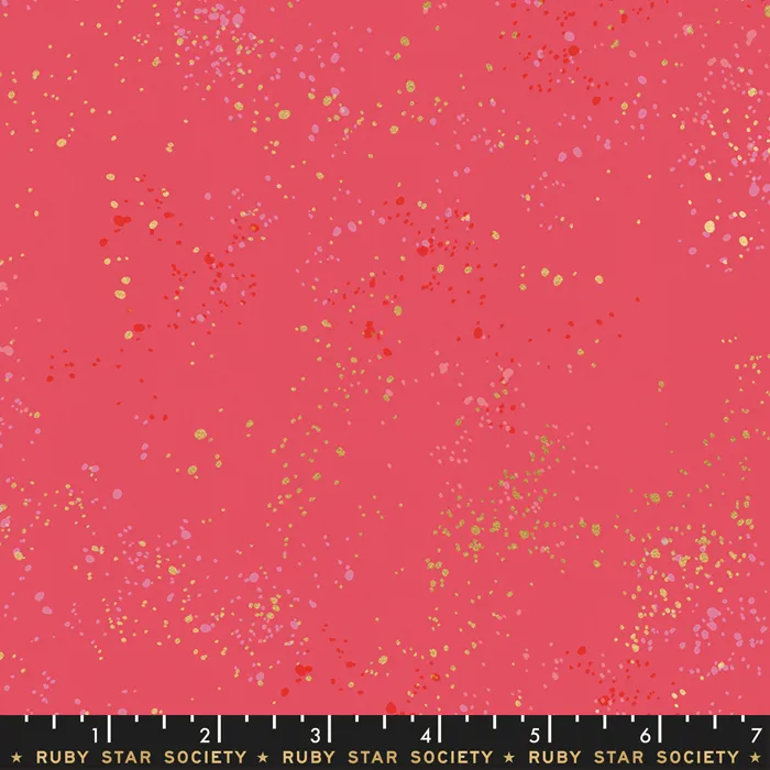 Quilting Fabric - Ruby Star Society Speckled in Strawberry with Metallic Accents Colour RS5027 43M