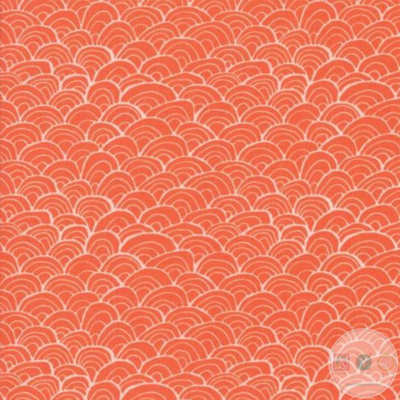 Quilting Fabric with Clamshell Pattern on Orange from Midnight Garden One Canoe Two for Moda 36025