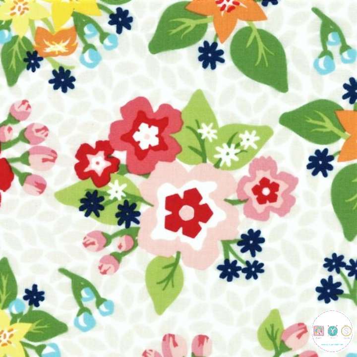 Quilting Fabric - Bright Large Flowers from Orchard by April Rosenthal for Moda Fabrics 