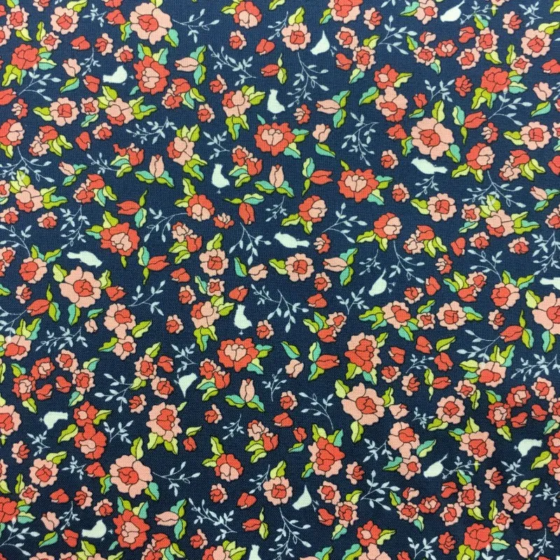 REMNANT - 0.41m - Quilting Fabric - Navy Floral from Tuppence by Shannon Gillman Orr for Moda