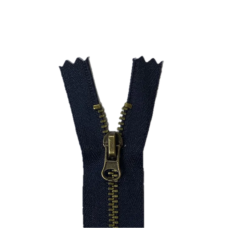 Zip - 14cm Jeans Antique Brass - Navy Blue 730