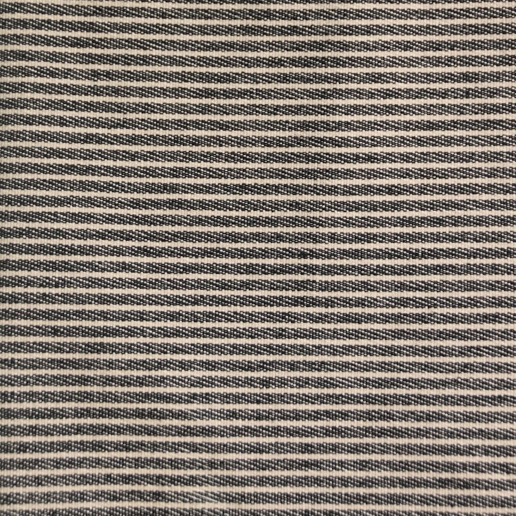  Cotton Blend Denim Fabric with Beige Stripes on Navy by Atelier Jupe