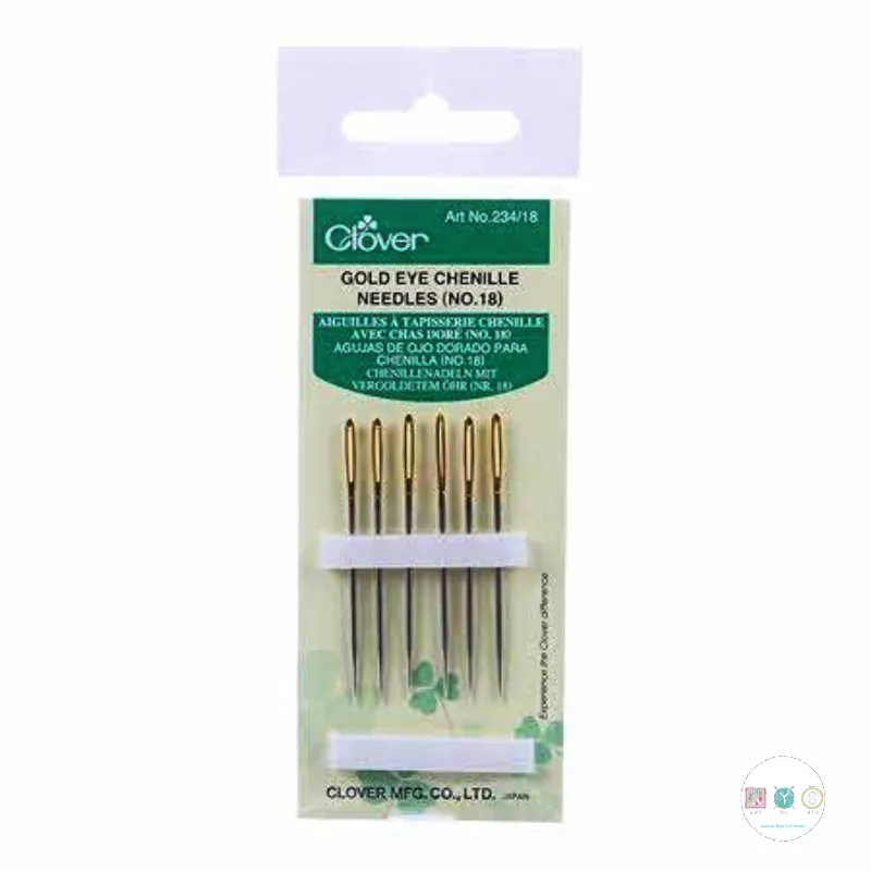 Clover Chenille Needles - No. 18 - Gold Eye - Sewing Needles 