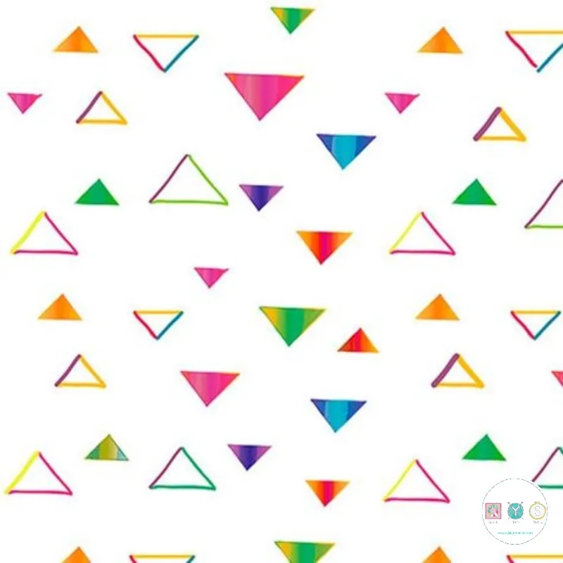 Quilting Fabric - Multicoloured Triangles from Party Animals by Turnowsky for Quilting Treasures 26223-Z