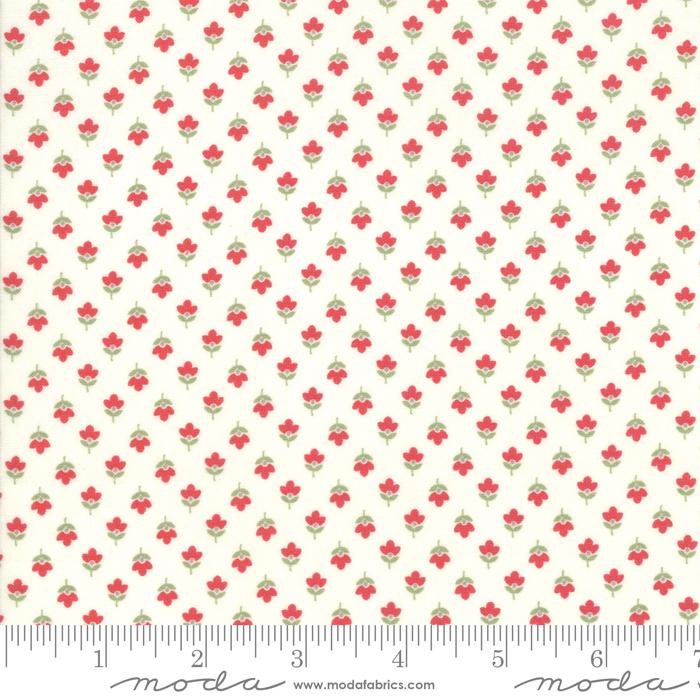 Quilting Fabric with Red Flowers on Cream from At Home by Bonnie & Camille for Moda 55207