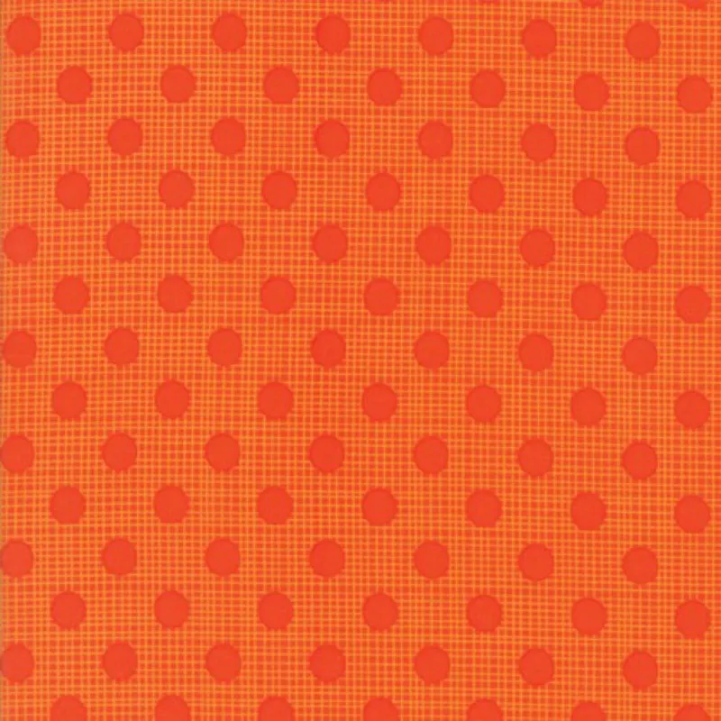 Quilting Fabric - Orange Spots and Crosshatch from Wing & Leaf by Gina Martin for Moda 