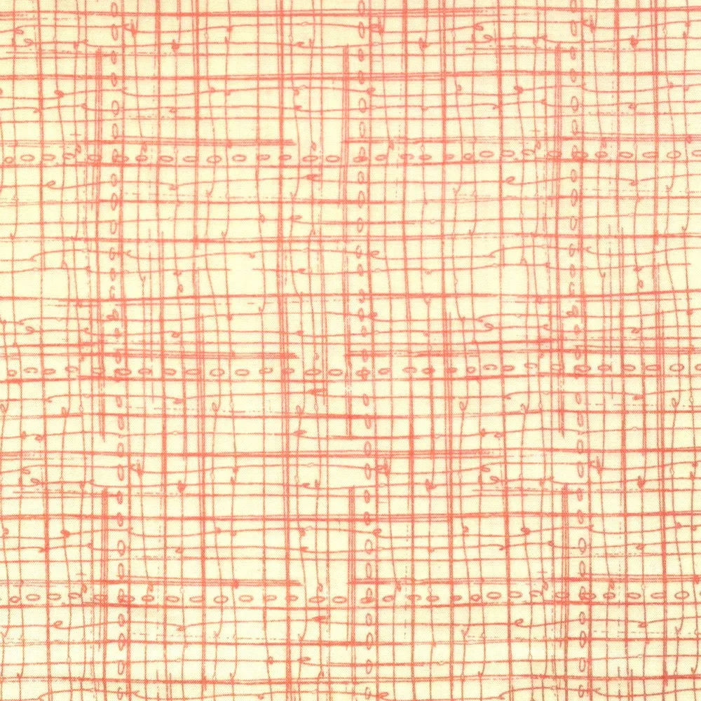 Quilting Fabric - Orange irregular grid on cream by Amylee Weeks for Quilting Treasures