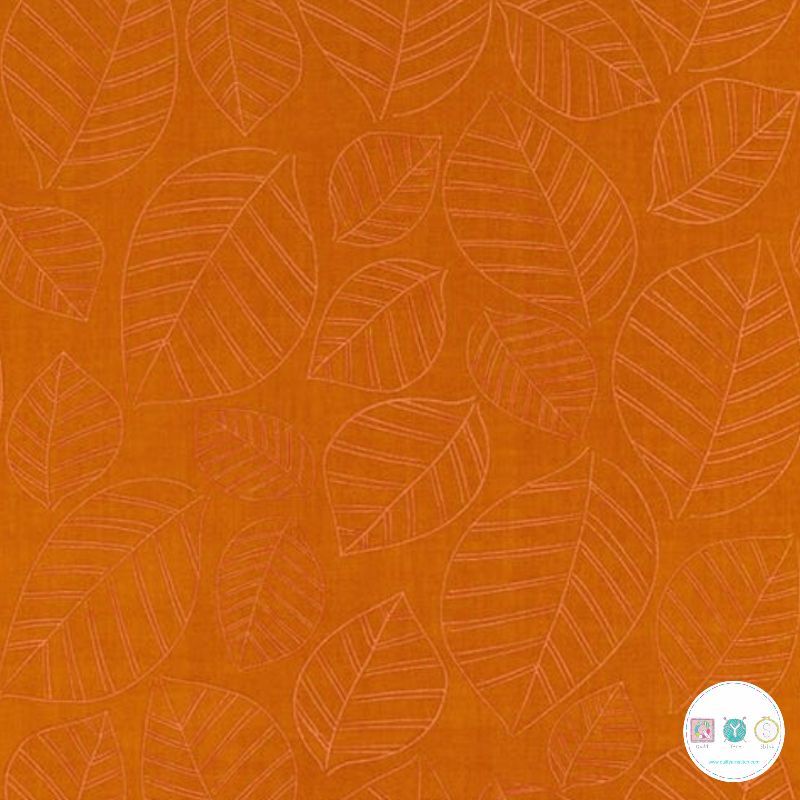 Ruby Star Society - Aviary Leaves in Caramel - Orange Cotton Fabric