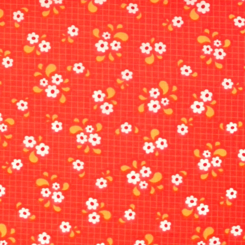 Quilting Fabric - Orange Flowers on Grid from Best Day Ever by April Rosenthal for Moda 24011 14