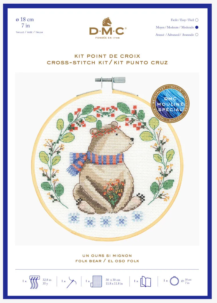 Cross Stitch Kit - Folk Bear by DMC BK1927