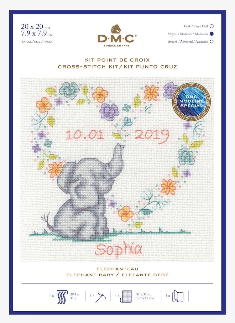 Cross Stitch Kit - New Baby Elephant by DMC