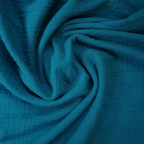 Organic Double Gauze Fabric in Petrol