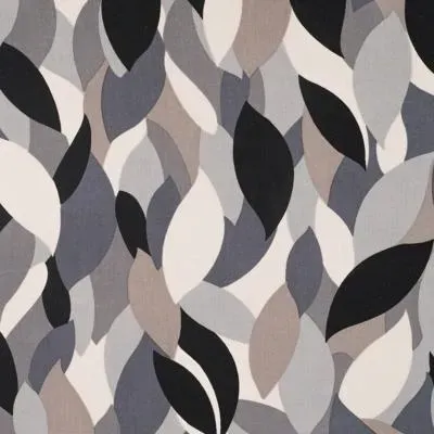 Viscose Twill Fabric with Abstract Leaves in Greys and Taupes