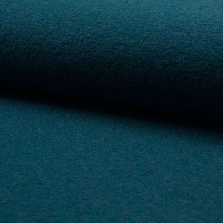 Boiled Wool Viscose Mix Fabric in Petrol Blue