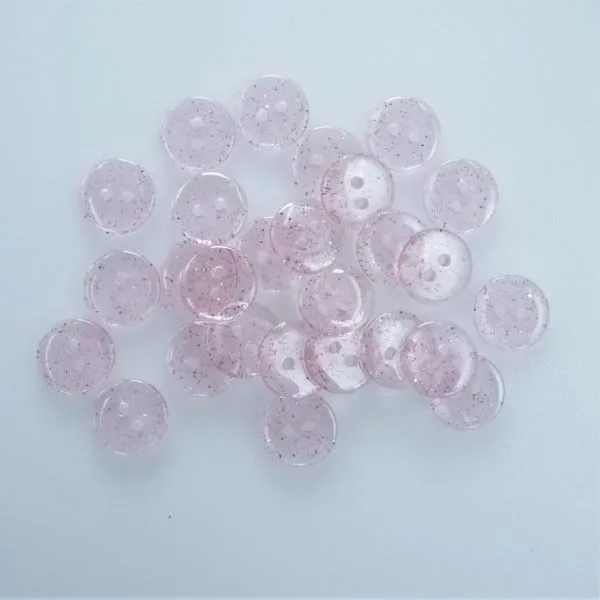 12mm Pink Glitter Button