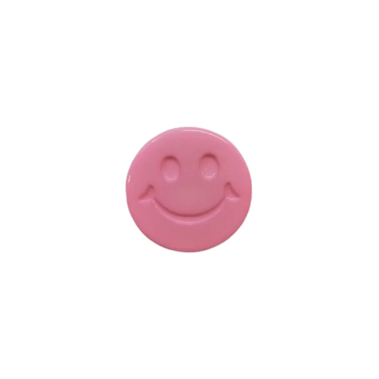 Buttons - 15mm Plastic Smiley Face in Baby Pink