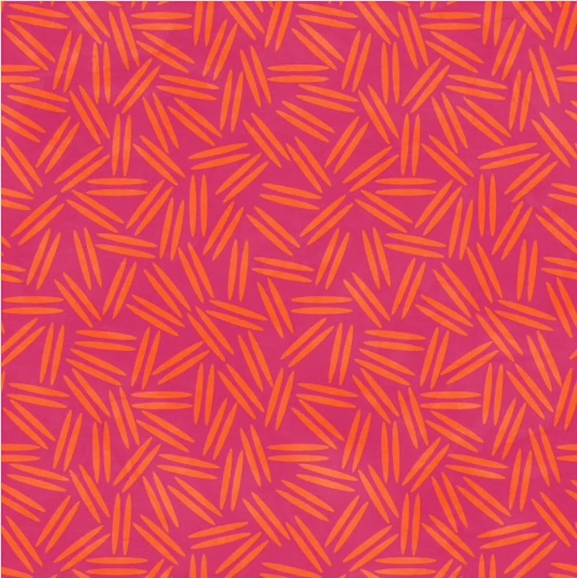 Quilting Fabric with Geometric Lines in Orange on Pink from Twist & Shout by Rivers Bend for Mid West Textiles- Patchwork & Quilting