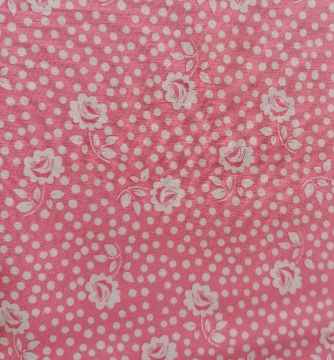 Quilting Fabric with Flowers on Pink from Kimberley's Garden by Freshwater Designs