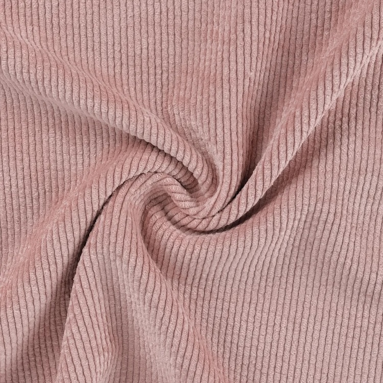 Washed Cotton Corduroy Fabric in Old Pink