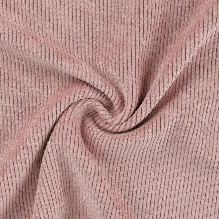 Washed Cotton Corduroy Fabric in Old Pink