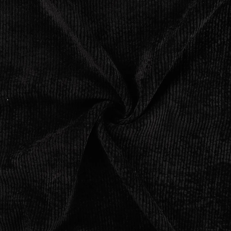 Washed Cotton Corduroy Fabric in Black