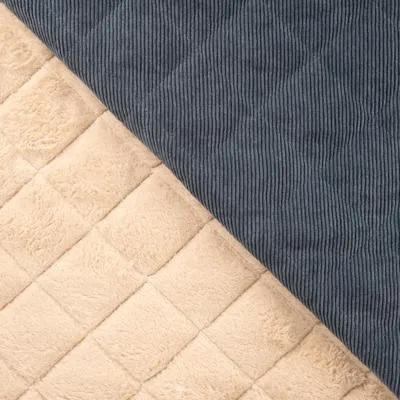 Double Sided Quilted Corduroy with Sherpa Fleece Lining in Denim Blue