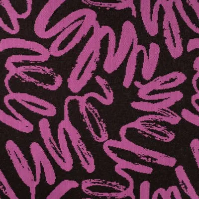 Rayon Blend Jaquard Fabric with Purple Squiggles on Black