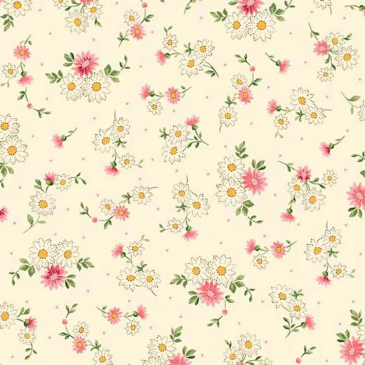 Quilting Fabric - Small Floral on Cream from Vintage Blooms by Quilting Treasures 30518-E