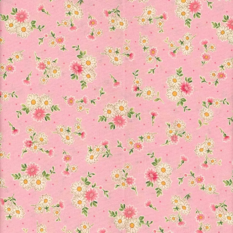 Quilting Fabric - Small Floral on Pink from Vintage Blooms by Quilting Treasures 30518-P