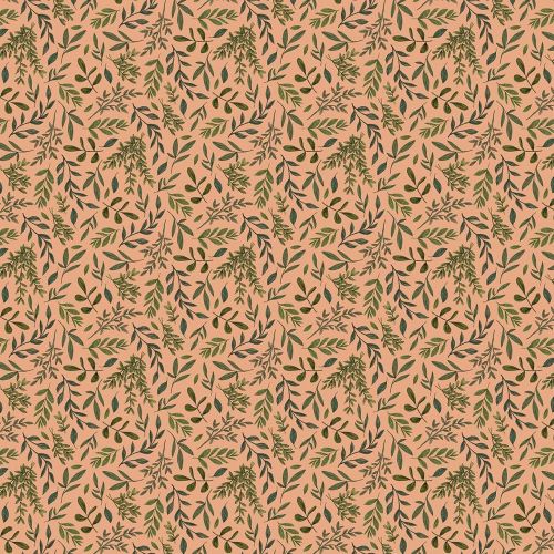 Quilting Fabric with Leaves on Pink from Bee Kind by Jade Mosinski for ...