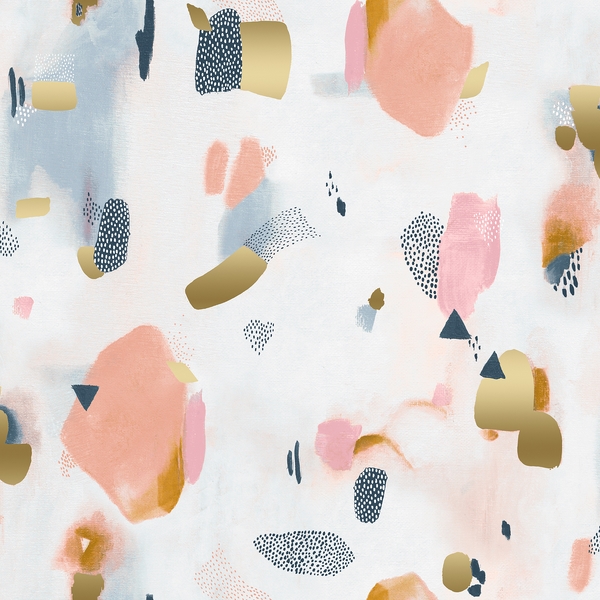 Quilting Fabric with a Pastel and Metallic Abstract Design from Girl's Club by Piet en Kees for Cotton and Steel