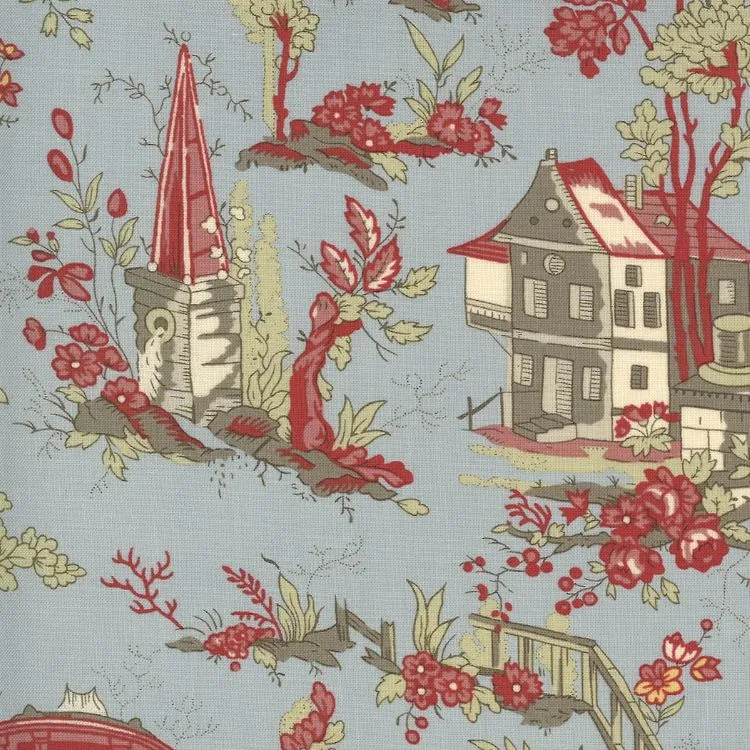 Quilting Fabric - Garden House and Flowers from Jardin De Fleurs by French General for Moda 13890 16