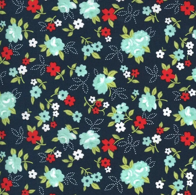 Quilting Fabric with Navy Floral from Sunday Stroll by Bonnie & Camille for Moda