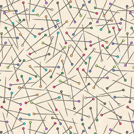 Quilting Fabric - Scattered Pins on Cream from Sew Lovely by Dan Morris for Quilting Treasures 28381 E