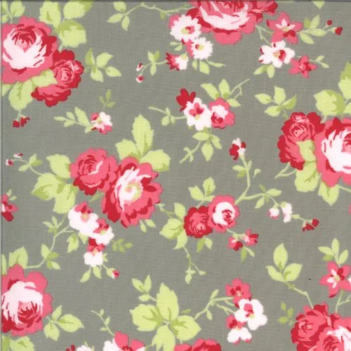 Quilting Fabric with Flower on Cobblestone Brown from Sophie by Brenda Riddle for Moda 18710 12