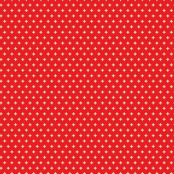 Quilting Fabric with Crosses on Red from True Kisses by Heather Bailey for Figo 90371 26