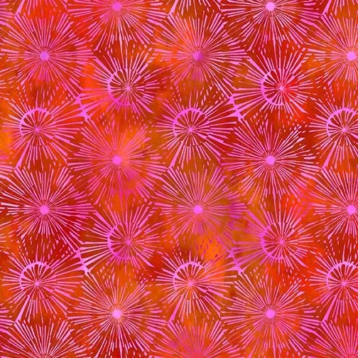 Quilting Fabric - Dandelion on Red from Urban Jungle by Jason Yenter for In The Beginning