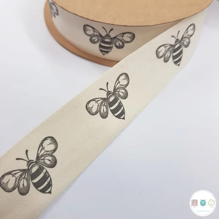 25mm Cotton Tape with Bees