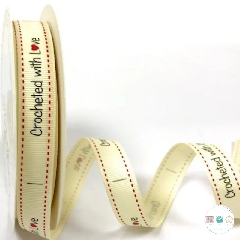 16mm Grosgrain Ribbon Crocheted With Love