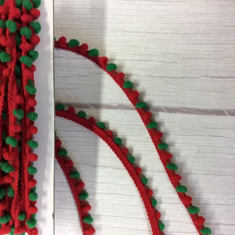 Green/red Mini Pom Pom Trim