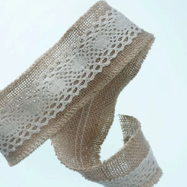 65mm Hessian & Lace Ribbon 