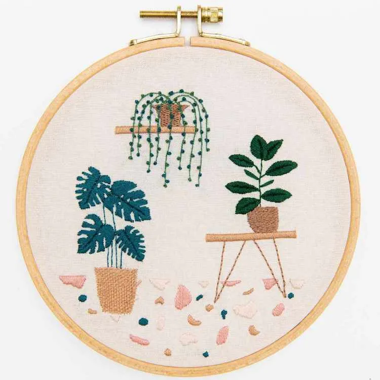 Embroidery Kit - Botanical Scene in Hoop by Rico Design