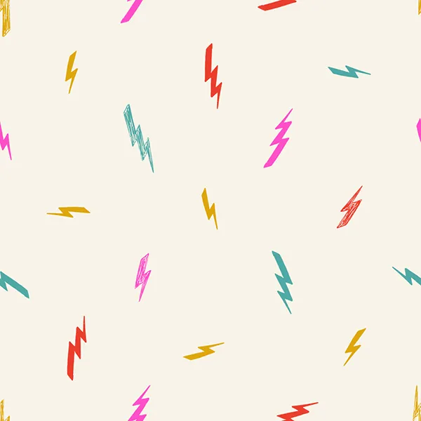 Quilting Fabric - Colourful Lightning Bolts on Cream from Teddy and The Bears by Sarah Watts for Ruby Star Society 2107-12