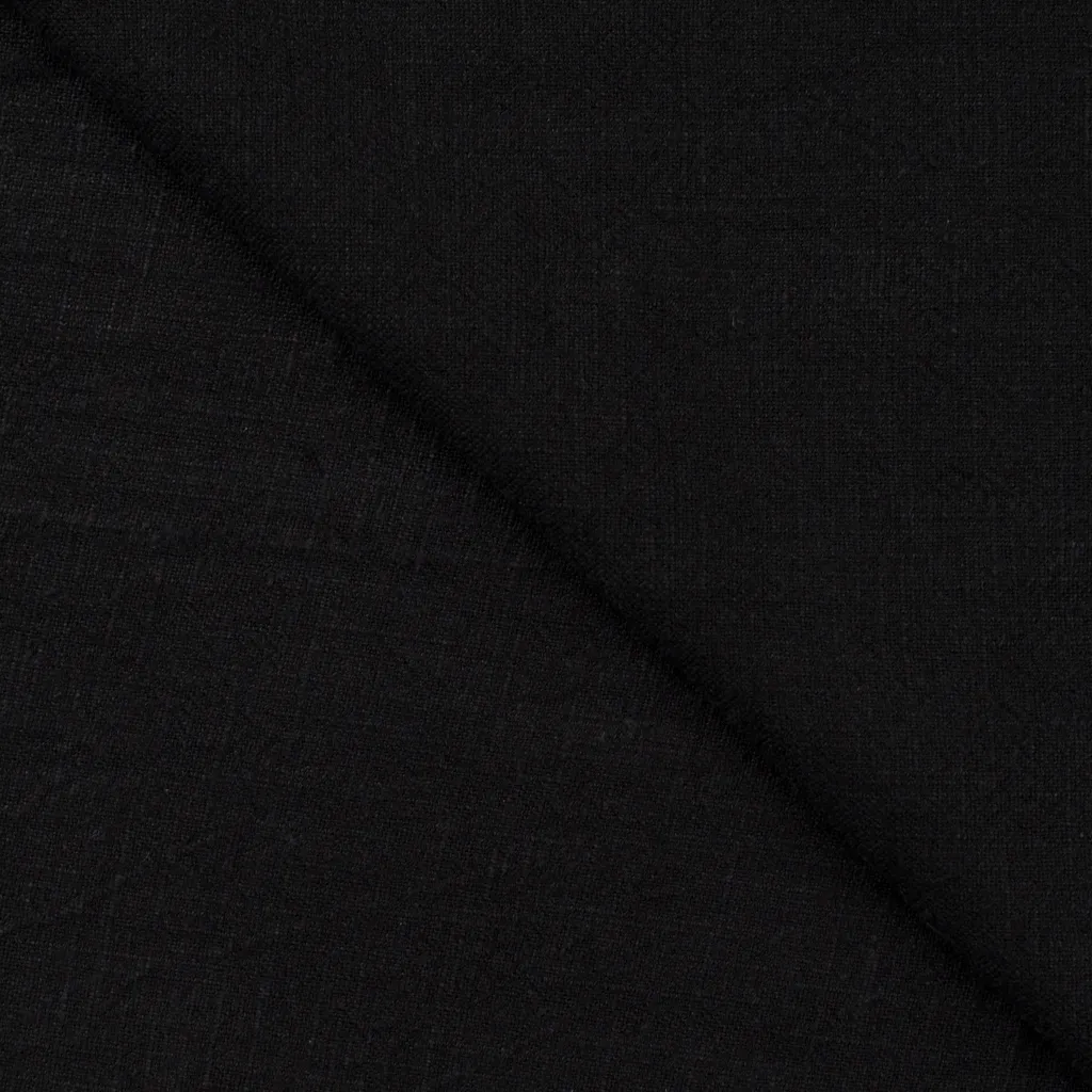 Stone Washed Linen Fabric in Black