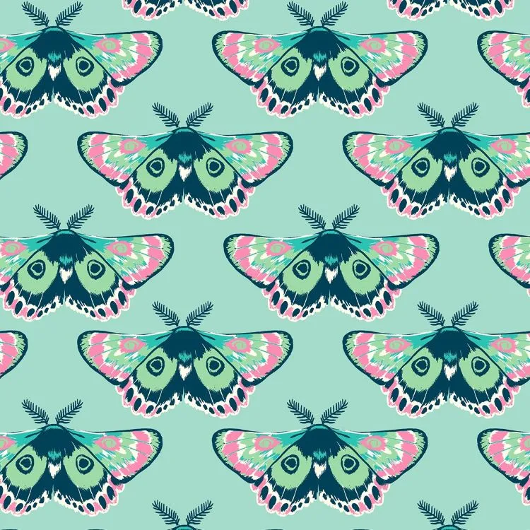 Quilting Fabric - Moths on Frost Blue from Firefly by Sarah Watts for Ruby Star Society RS2067 14