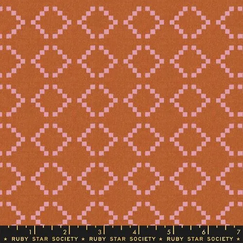 Woven Cotton Fabric - Rust with Squares - Ruby Star Society's Woven Warp & Weft Collection